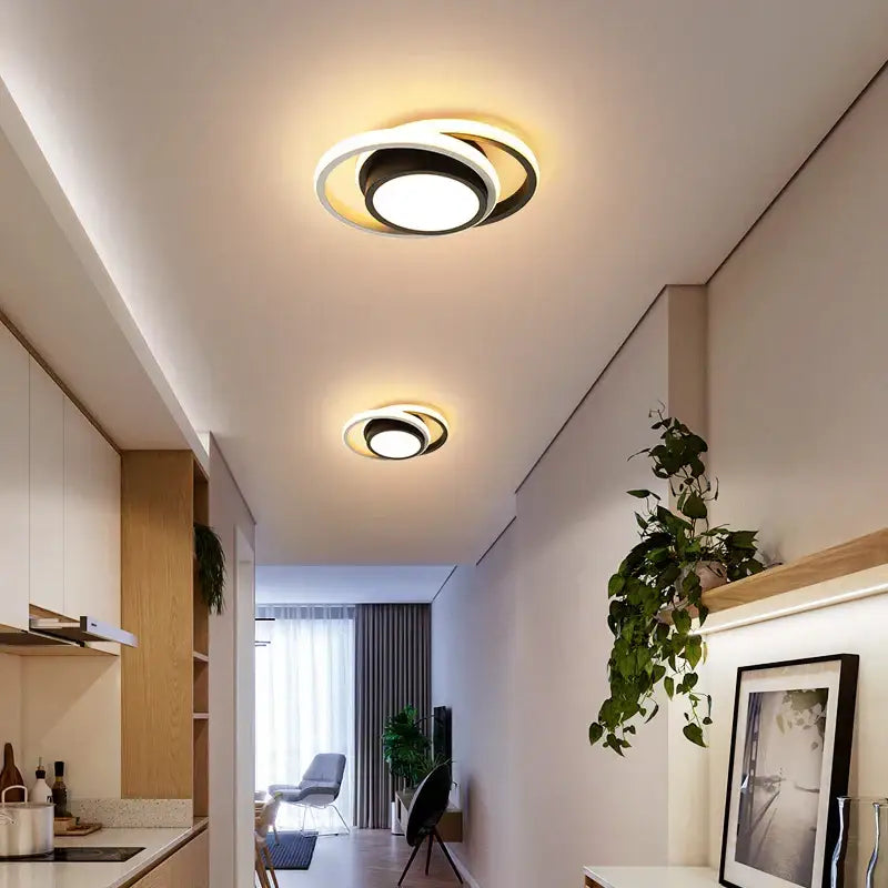Modern minimalist gold led ceiling light living room curved arms