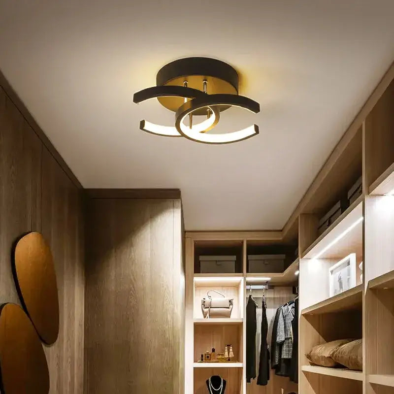 Modern minimalist gold led ceiling light living room curved arms