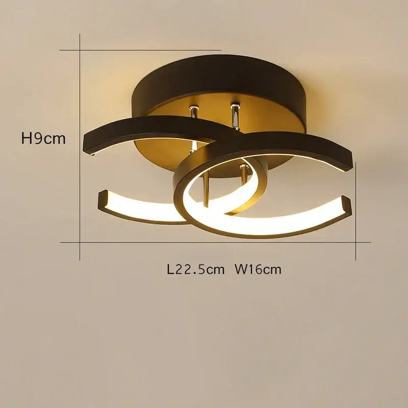 Modern minimalist gold led ceiling light living room curved arms
