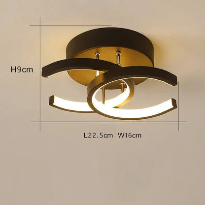 Modern minimalist gold led ceiling light living room curved arms