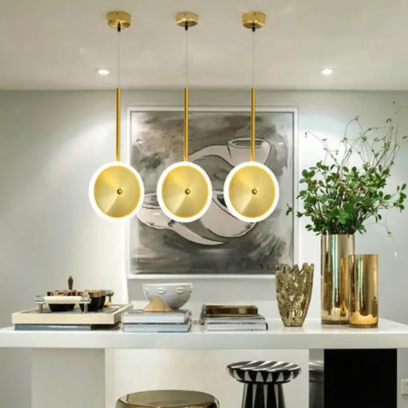 Modern minimalist gold led pendant light kitchen island decor