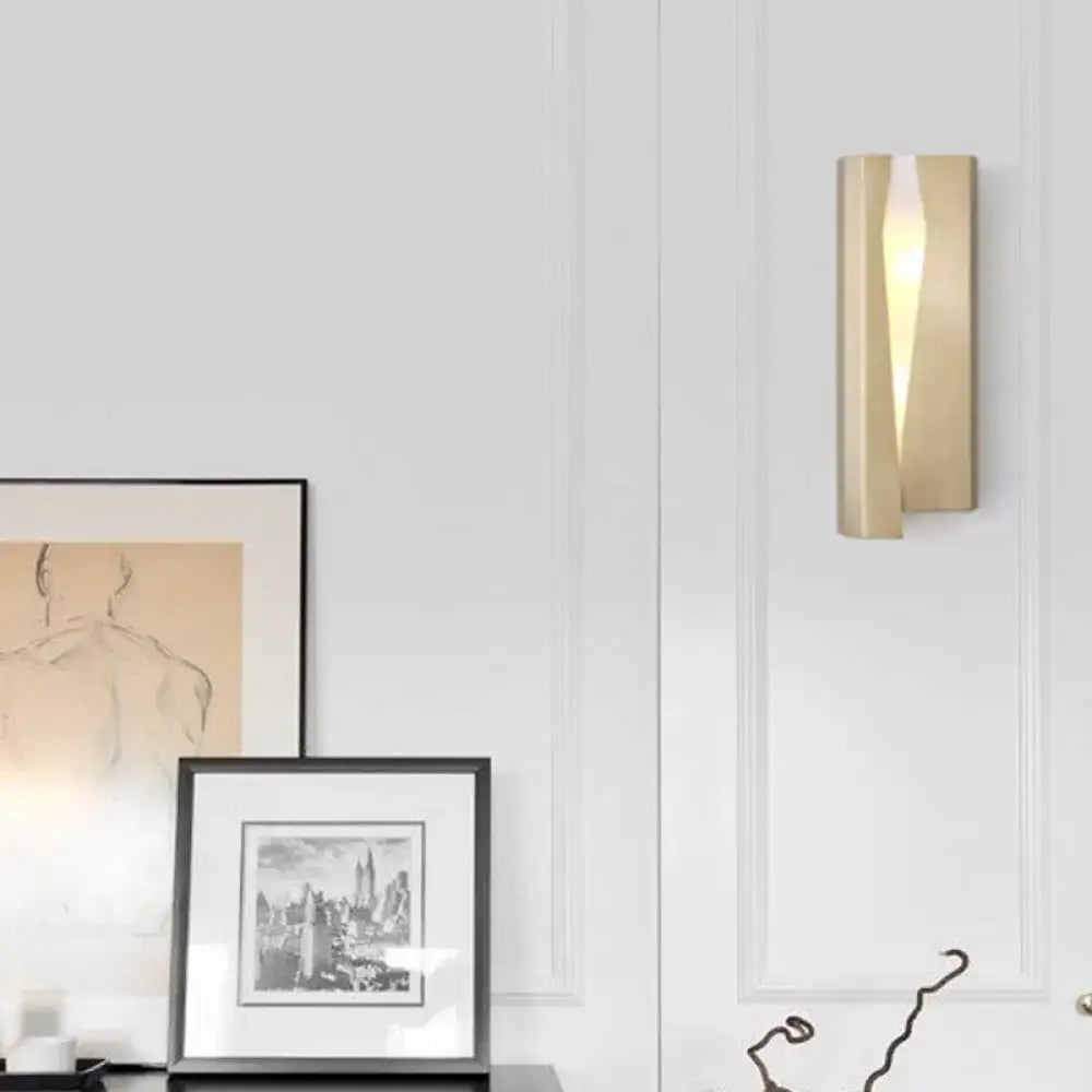 Modern minimalist gold metal rectangle wall sconce light living room