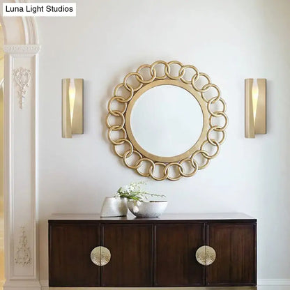 Modern minimalist gold metal rectangle wall sconce light living room