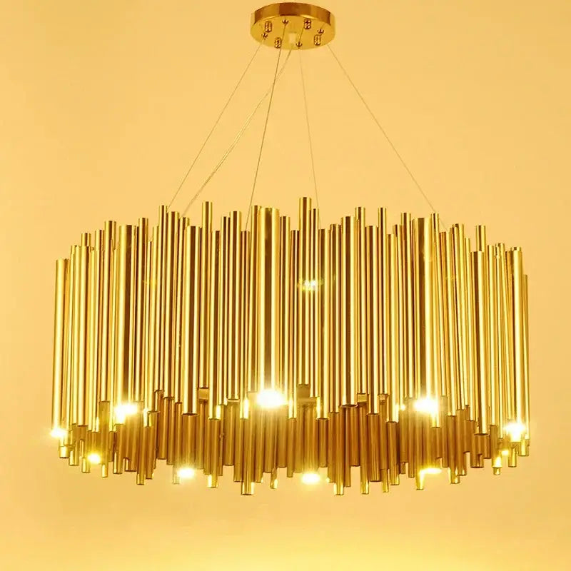 Modern minimalist gold stainless steel chandelier living room lamp