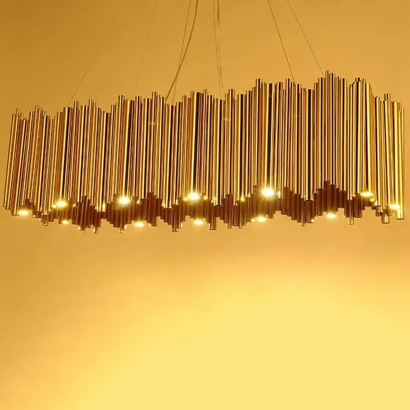 Modern minimalist gold stainless steel chandelier living room lamp