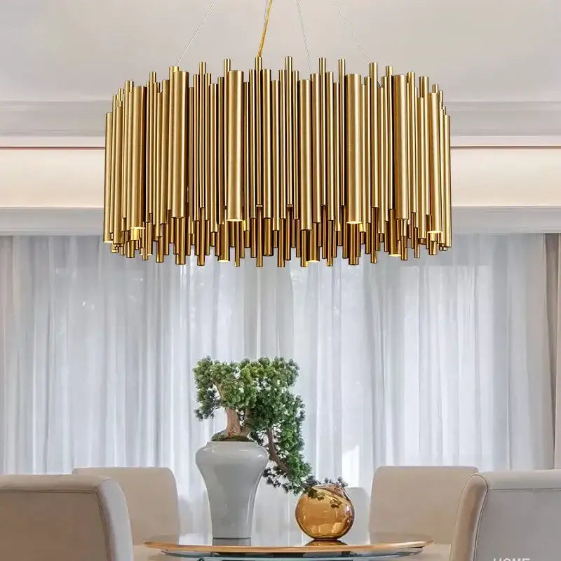 Modern minimalist gold stainless steel chandelier living room lamp