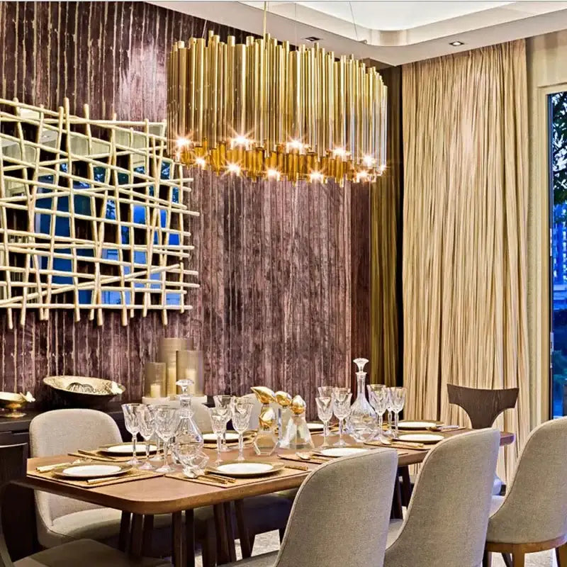Modern minimalist gold stainless steel chandelier living room lamp