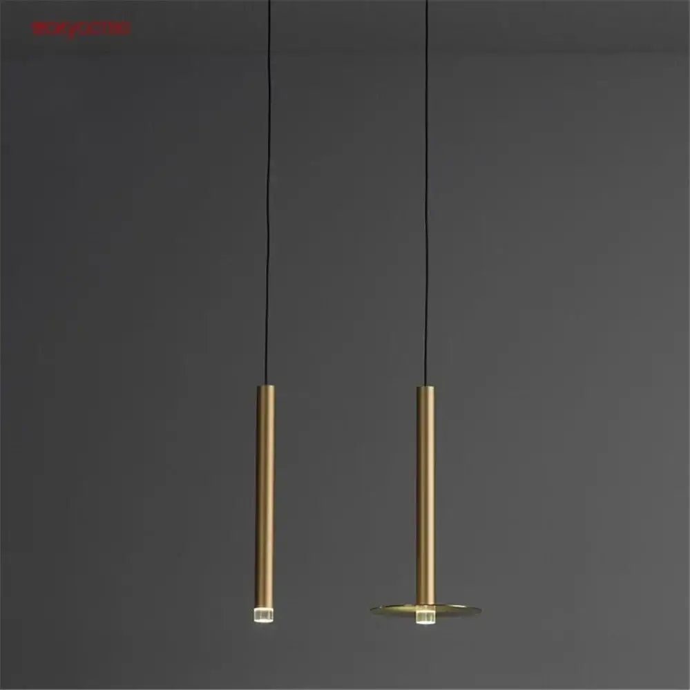 Modern minimalist gold tube led pendant lights for kitchen dining room
