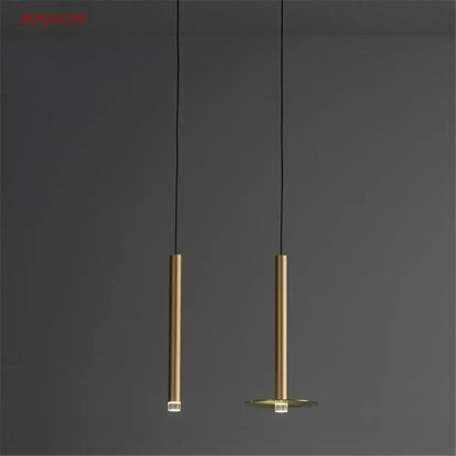 Modern minimalist gold tube led pendant lights for kitchen dining room