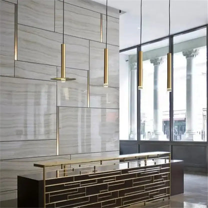 Modern minimalist gold tube led pendant lights for kitchen dining room