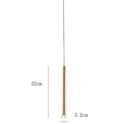 Modern minimalist gold tube led pendant lights for kitchen dining room