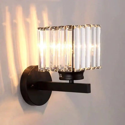 Modern minimalist gold wall lamp with crystal shade for bedroom