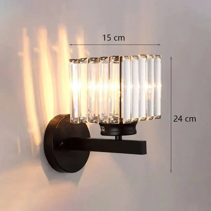 Modern minimalist gold wall lamp with crystal shade for bedroom