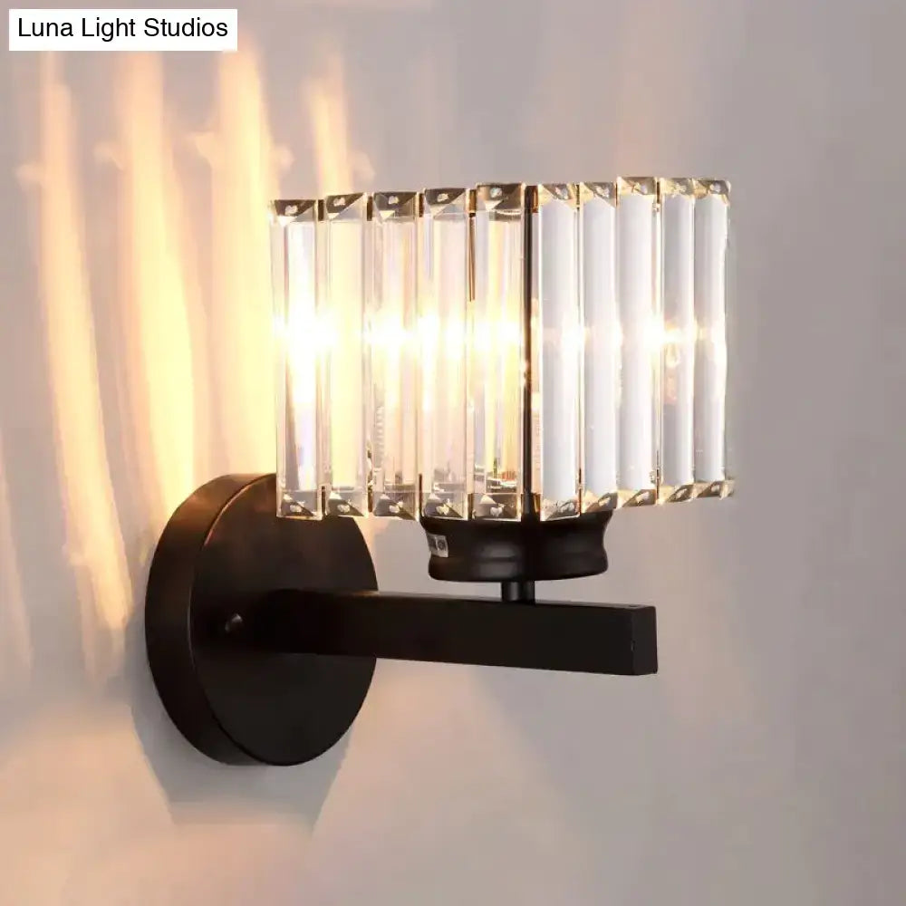 Modern minimalist gold wall lamp with crystal shade for bedroom
