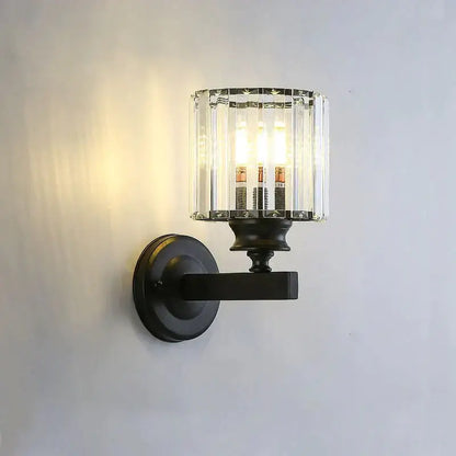 Modern minimalist gold wall lamp with crystal shade for bedroom