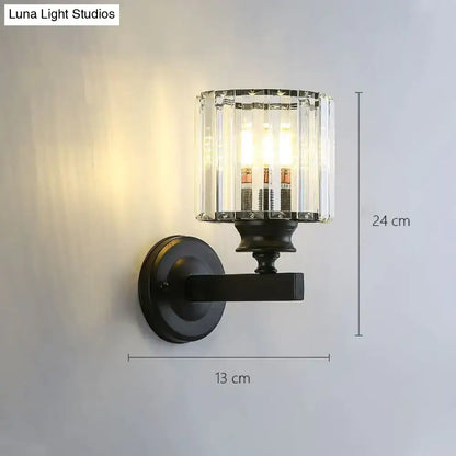 Modern minimalist gold wall lamp with crystal shade for bedroom
