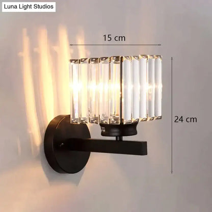 Modern minimalist gold wall lamp with crystal shade for bedroom