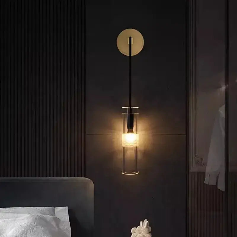 Modern minimalist golden glass wall lamp living room sconce