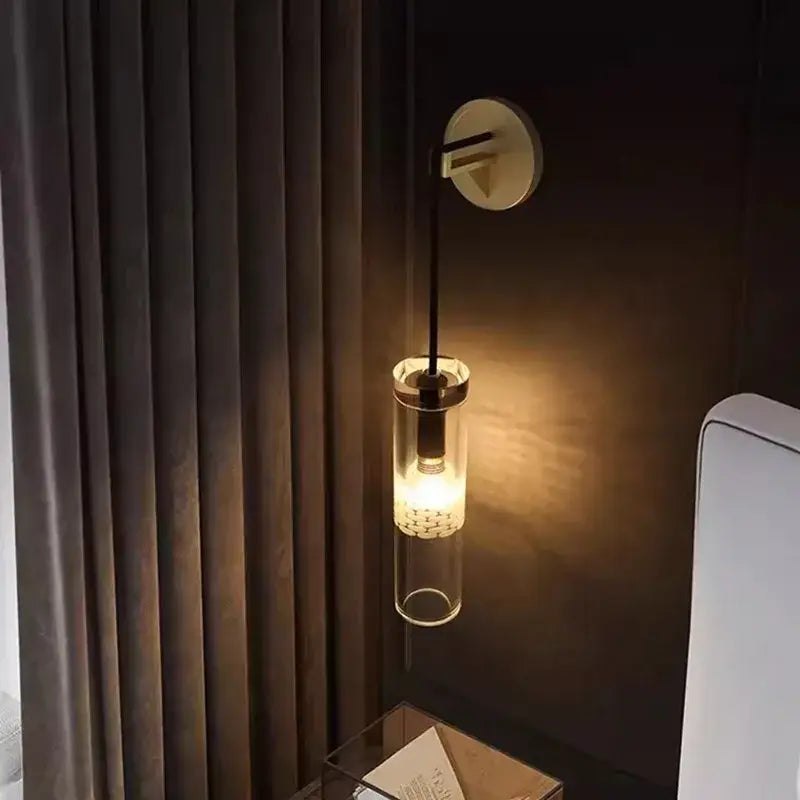 Modern minimalist golden glass wall lamp living room sconce