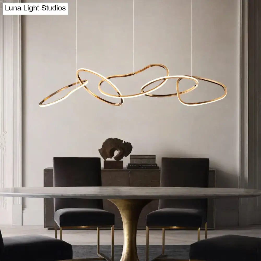 Modern minimalist golden led ring hanging light for dining room