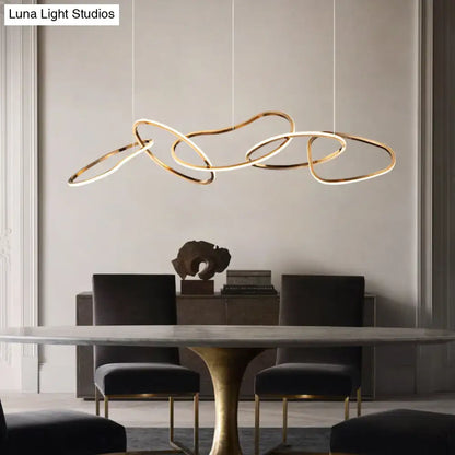 Modern minimalist golden led ring hanging light for dining room