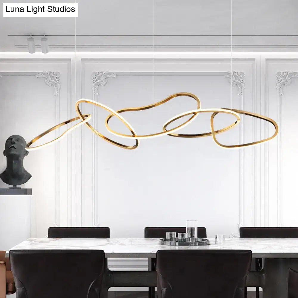Modern minimalist golden led ring hanging light for dining room