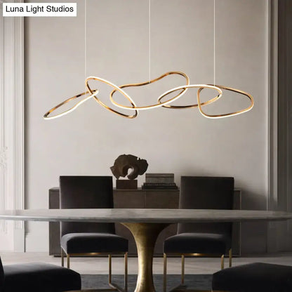 Modern minimalist golden led ring hanging light for dining room