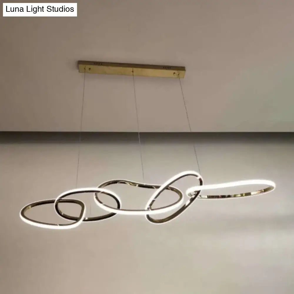 Modern minimalist golden led ring hanging light for dining room