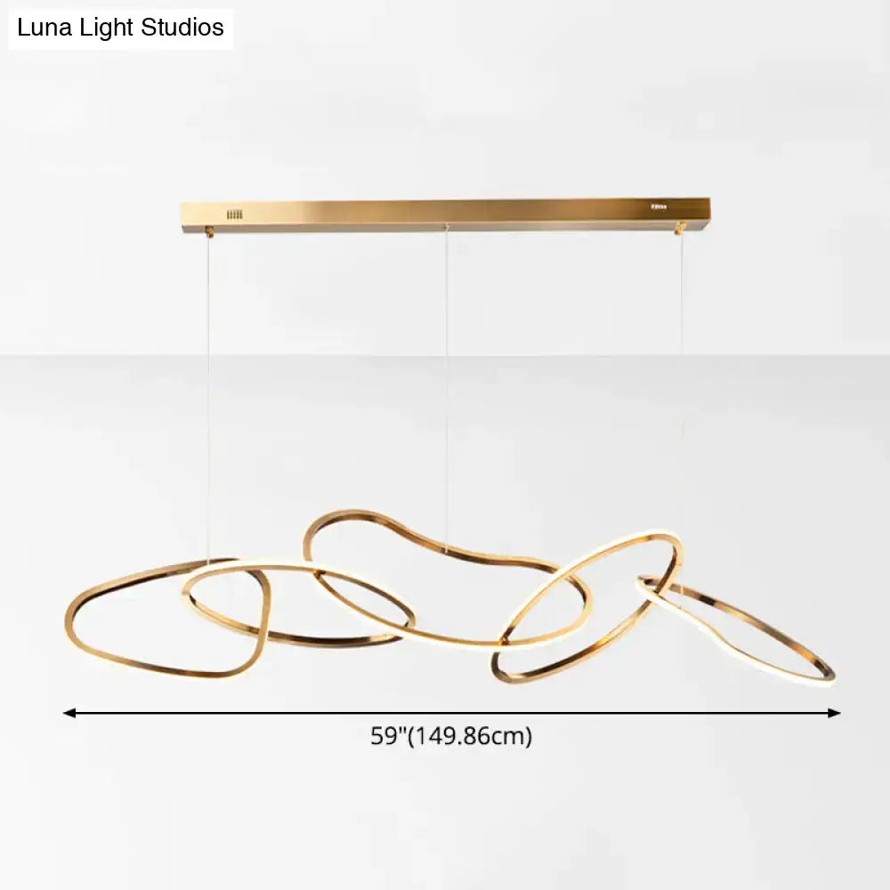 Modern minimalist golden led ring hanging light for dining room