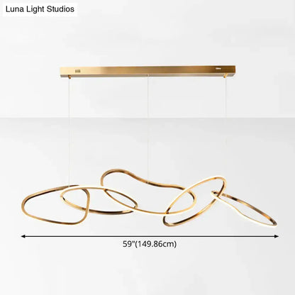 Modern minimalist golden led ring hanging light for dining room