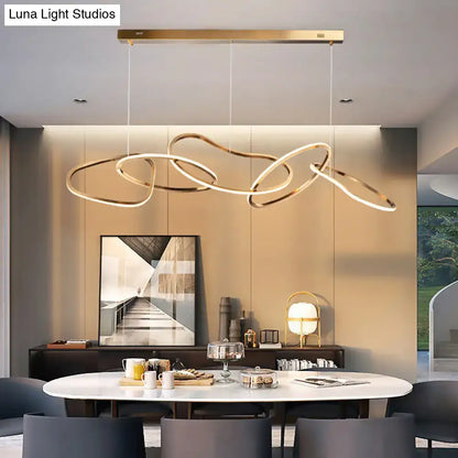 Modern minimalist golden led ring hanging light for dining room