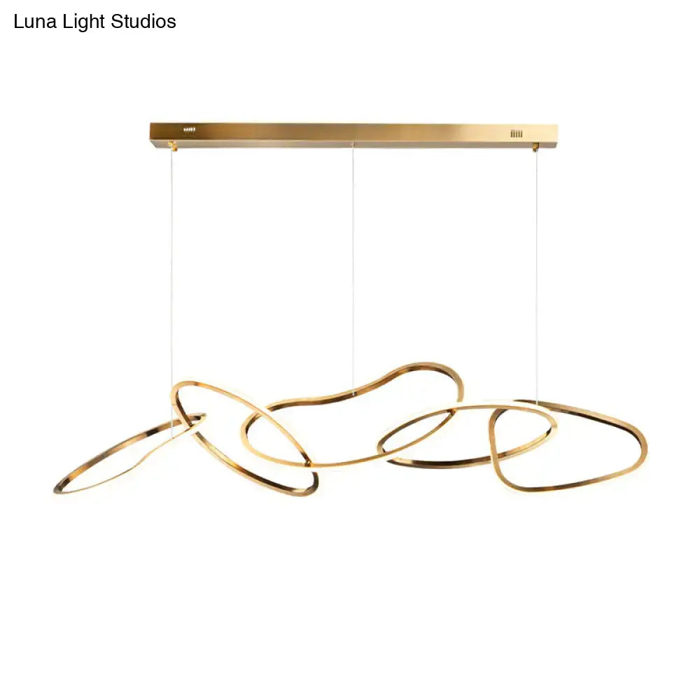 Modern minimalist golden led ring hanging light for dining room