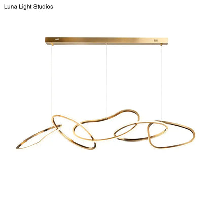 Modern minimalist golden led ring hanging light for dining room