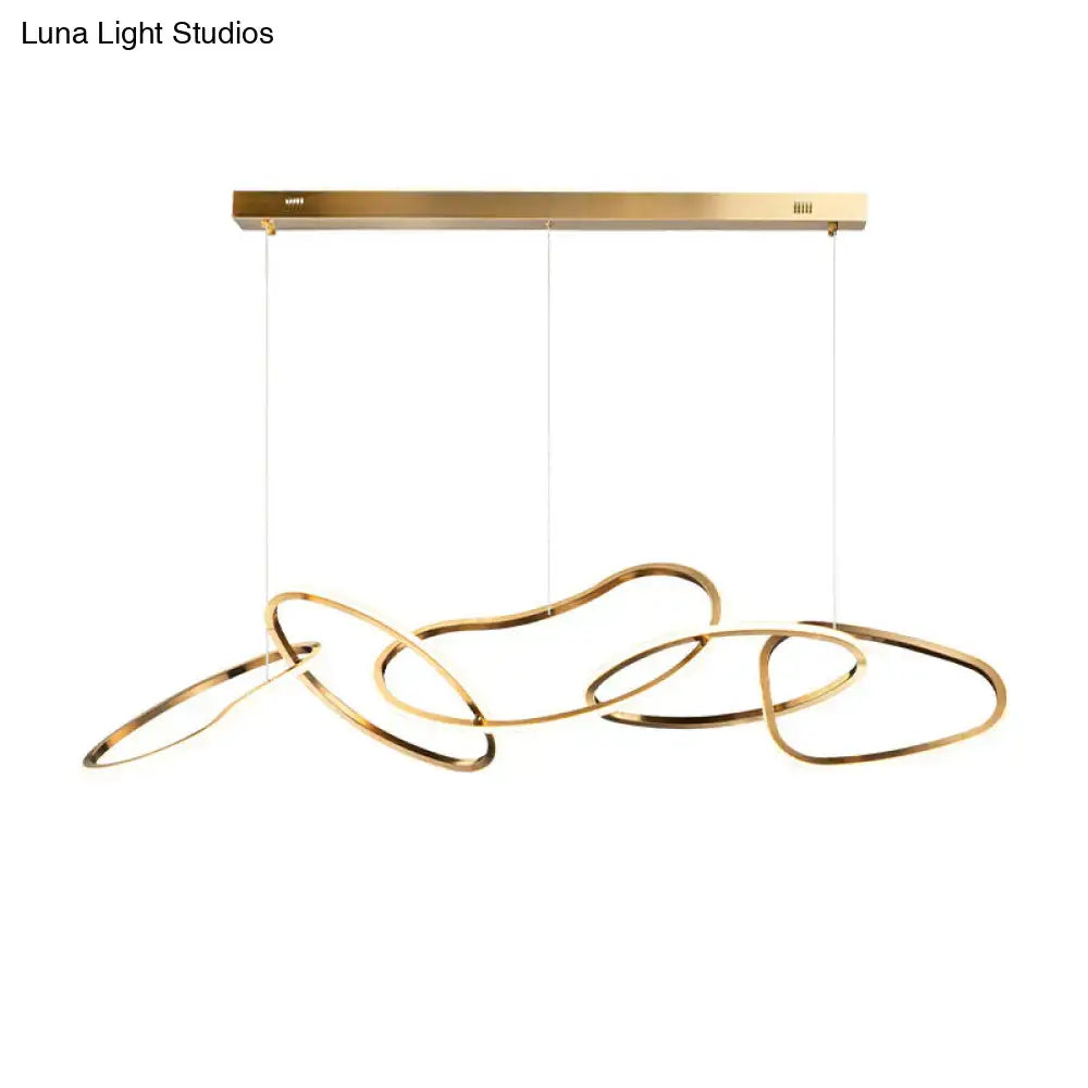 Modern minimalist golden led ring hanging light for dining room