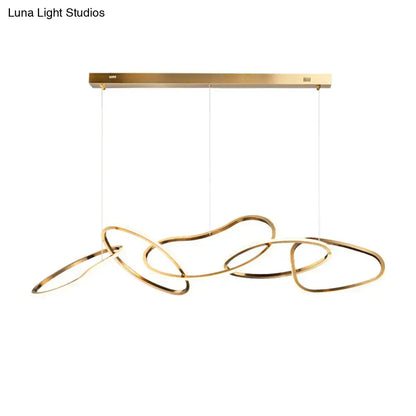 Modern minimalist golden led ring hanging light for dining room