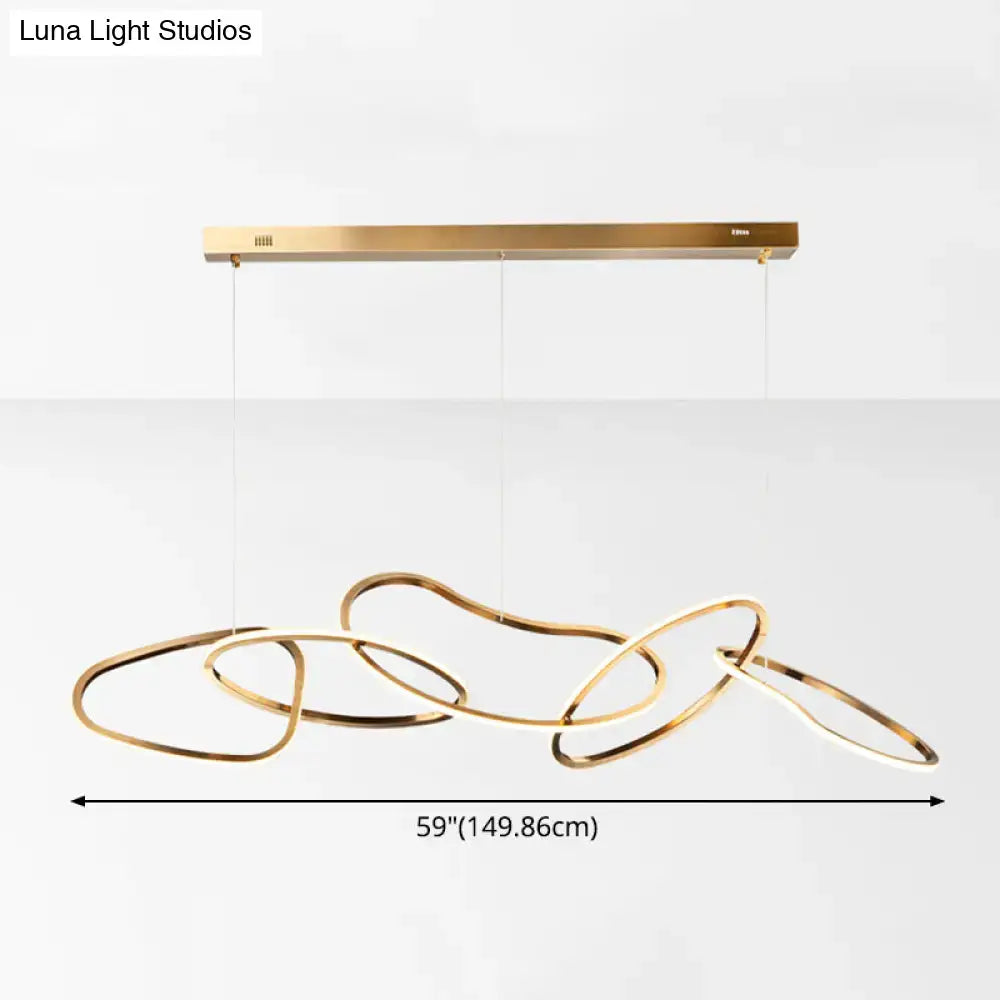 Modern minimalist golden led ring hanging light for dining room