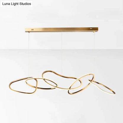 Modern minimalist golden led ring hanging light for dining room