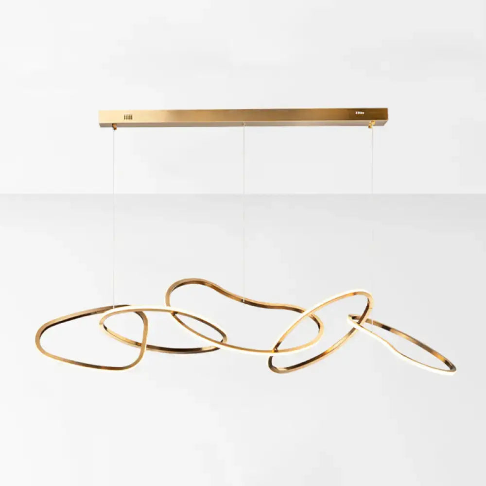 Modern minimalist golden led ring hanging light for dining room