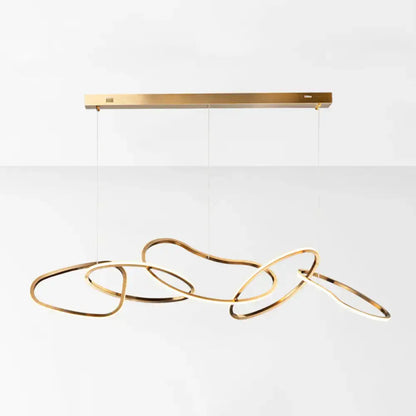 Modern minimalist golden led ring hanging light for dining room