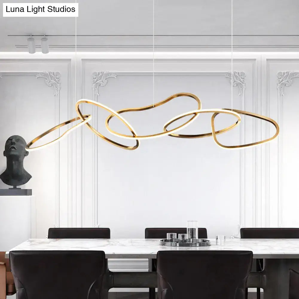 Modern minimalist golden led ring hanging light for dining room