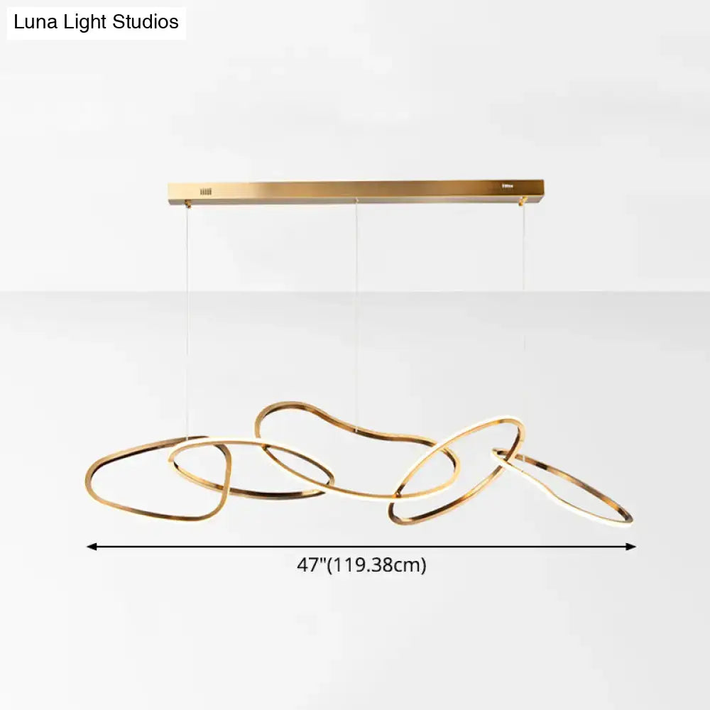 Modern minimalist golden led ring hanging light for dining room