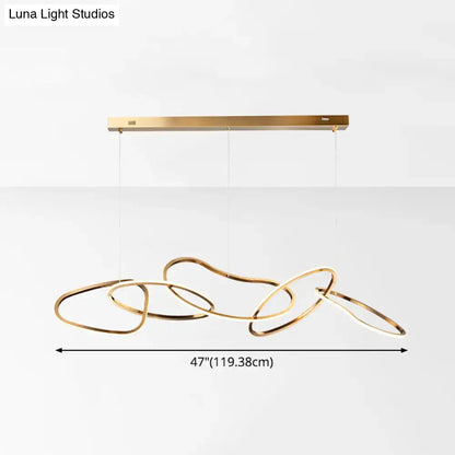 Modern minimalist golden led ring hanging light for dining room