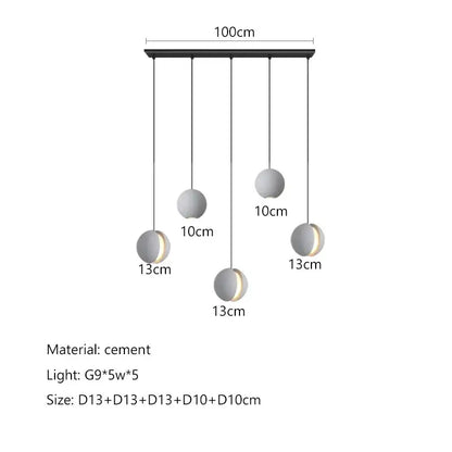 Modern minimalist gray and gold pendant light dining room