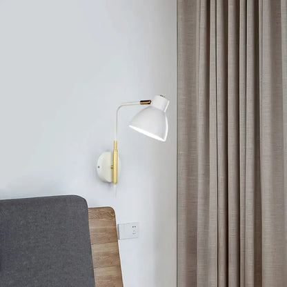 Modern minimalist gray e27 bulb wall sconce bedroom light with gold rod