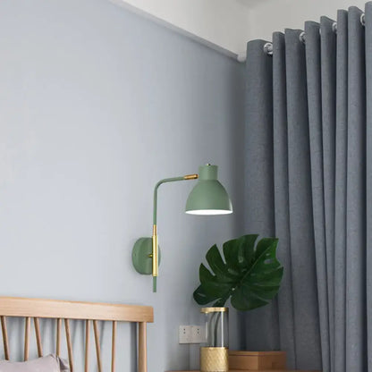Modern minimalist gray e27 bulb wall sconce bedroom light with gold rod
