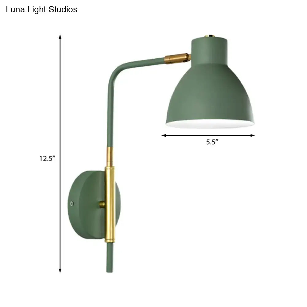 Modern minimalist gray e27 bulb wall sconce bedroom light with gold rod