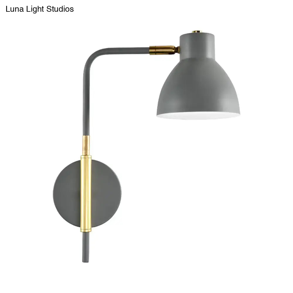 Modern minimalist gray e27 bulb wall sconce bedroom light with gold rod