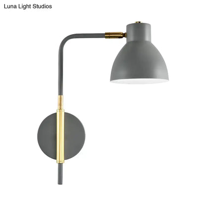 Modern minimalist gray e27 bulb wall sconce bedroom light with gold rod