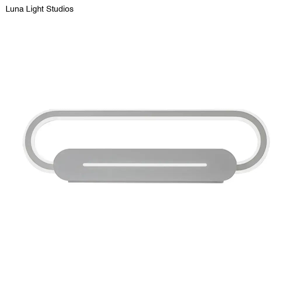 Modern minimalist gray oval led wall sconce bedroom light