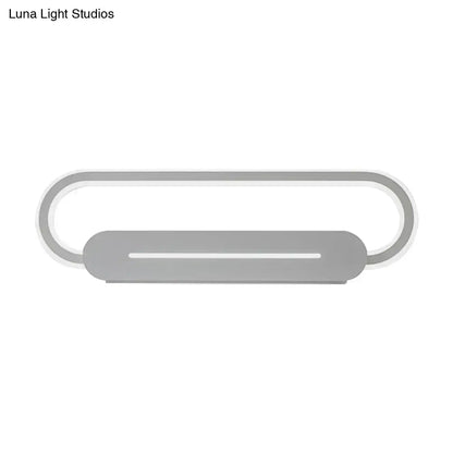 Modern minimalist gray oval led wall sconce bedroom light